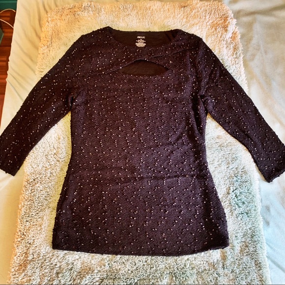 Jennifer Lopez Black Sequin City Cut Out Top - Picture 2 of 6